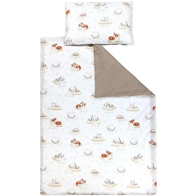 Afbeelding van TupTam Dekbedovertrek voor Kinderen Meisjes Jongens 2 delig, Slapende baby dieren/Beige, 120x90 cm