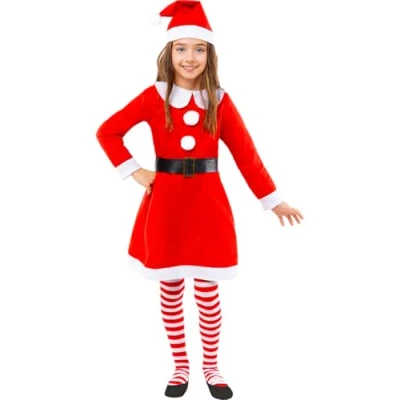Afbeelding van FUNIDELIA Kerst kostuum voor meisjes 5 6 jaar (110 122 cm) Rood