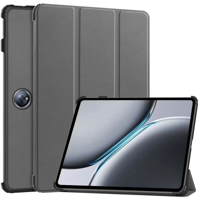 Afbeelding van OnePlus Pad 2 Hoes: imoshion Trifold Bookcase Grijs Kunstleder Tablet Hoezen