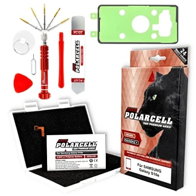 Afbeelding van PolarCell Accu voor Samsung Galaxy S10e SM G970F/DS 3250mAh sterke reservebatterij vervangt EB BG970ABU met gereedschap en lijstlijm in professionele set DuoS geselecteerde A+