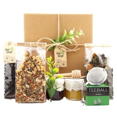 Afbeelding van Geschenkset met Thee, Snoepjes en een Brouwer &quot;Thee Schatten&quot; UniTea Land