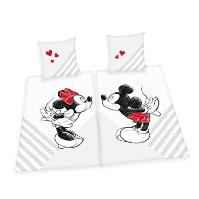 Afbeelding van Disney partner overtrekset Disney&#039;s Mickey en Minnie Mouse in mt. 135x200 cm Dekbedovertrek van katoen, dekbedovertrek,