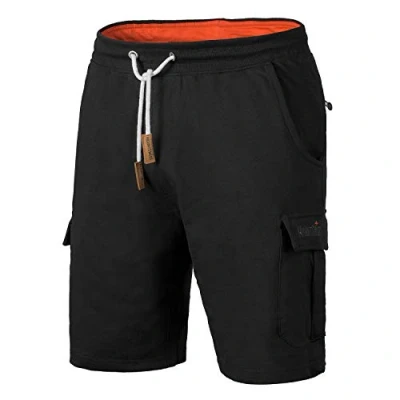 Afbeelding van Mount Swiss Cargoshorts voor heren, bermuda shorts met 6 zakken en klittenband of ritssluiting, vrijetijds cargobroek kort, in klassieke kleuren, maat S 6XL, zwart, XL