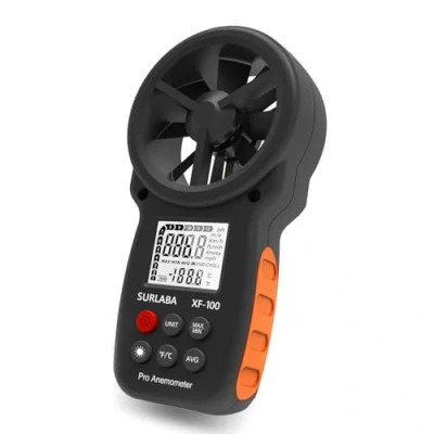 Afbeelding van SURLABA Digitale Anemometer voor Buiten, Draagbare Windsnelheidsmeter XF 100, Windmeter Meet MAX/MIN/AVG Windsnelheid en Temperatuur (℃/℉), Luchtstroommeter RC Drones, Zeilen, Schieten
