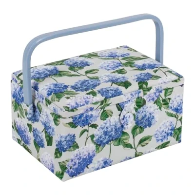 Afbeelding van Hobby Gift Exclusieve medium naaidoos, knutseldoos, accessoirelade, speldenkussen, PVC handgreep, 18,5 x 25,5 14,5 cm, hortensia