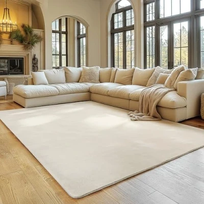 Afbeelding van SIMPEX Vloerkleed Ivoor 160x220 cm Antislip, Wasbaar en Zacht, Modern Effen Design voor Woonkamer, Slaapkamer, Keuken Kinderkamer, Comfortabel Duurzaam