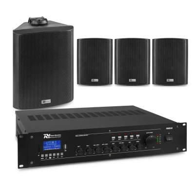 Afbeelding van Power Dynamics Buitenspeakerset zwart 4 speakers en zone