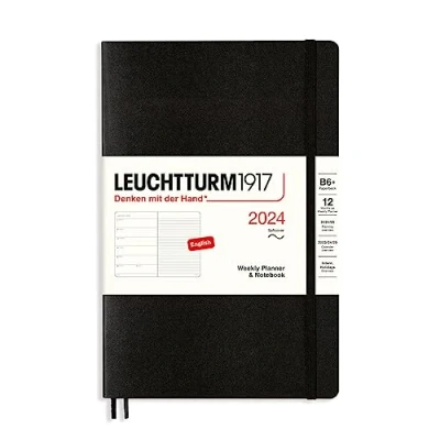 Afbeelding van LEUCHTTURM1917 367820 weekkalender &amp; notitieboek zachte kaft paperback (B6+) 2024, 12 maanden, zwart, Engels