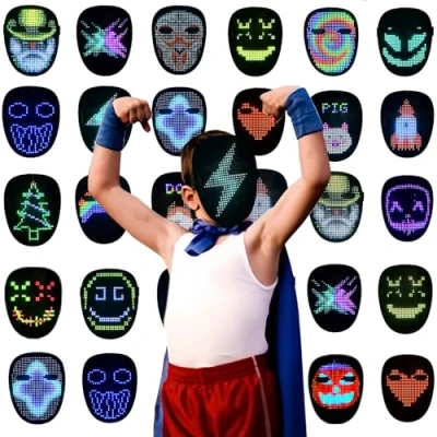 Afbeelding van Depointer Life led masker voor kinderen, met gebarendetectie, verlicht gezichtsmasker kostuum, cosplay, feestmaskerade, leeftijden 5 10