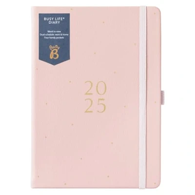Afbeelding van Busy B Life A5 weekplanner dagboek 2025 levensdagboek voor studenten, leraren, werk en meer met dubbele schema&#039;s, jaarkalender, pennenzakken elastische sluitband roze planner jan dec