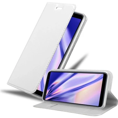 Afbeelding van Cadorabo Hoesje geschikt voor Samsung Galaxy A7 2018 in CLASSY ZILVER Beschermhoes met magnetische sluiting, standfunctie en kaartvakje Book Case Cover Etui