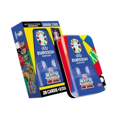 Afbeelding van Topps Officiële EURO 2024 Match Attax Booster Tin Shining Stars bevat 28 kaarten plus 3 exclusieve Limited Edition kaarten!