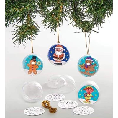 Afbeelding van Baker Ross knutselsets kerstballen om in te kleuren (8 stuks), knutselen voor kinderen