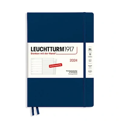Afbeelding van LEUCHTTURM1917 367753 Weekkalender en notitieboek Composition (B5) 2024, met extra boekje voor adressen jubilea, marine, Duits, 12 maanden