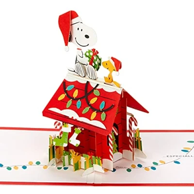 Afbeelding van Hallmark Signature Paper Wonder Pop Up Kerstkaart (Pinda&#039;s, Snoopy&#039;s Hondenhuis)