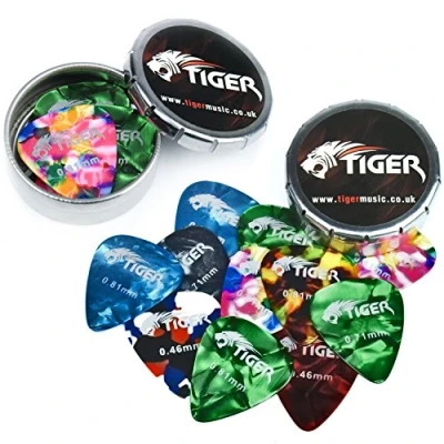 Afbeelding van TIGER Gitaar Plectrums met 2 Pick Opslag Tins 24 Medium Picks