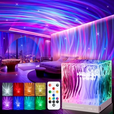Afbeelding van sterrenhemel projector kinderen Aurora lamp, 18 lichtmodi poollicht afstandsbediening tijdopname nachtlampje projector, Galaxy noorderlicht kamer decoratie