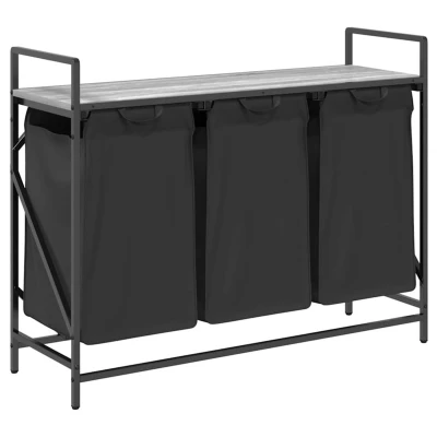Afbeelding van vidaXL Wasmand 3 vakken met plank grijs sonoma eiken