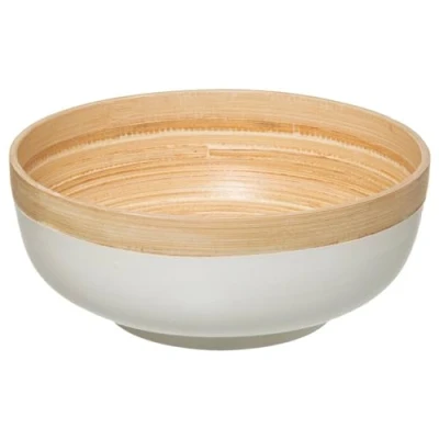 Afbeelding van 5Five serveerschaal/saladeschaal wit bamboe 20 x 8 cm rond