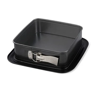Afbeelding van Zenker Bake, Click &amp; Go vierkante springvorm, 24 x 8 cm, bakvorm met apart verkrijgbaar deksel voor direct transport, taartvorm bakken en transporteren