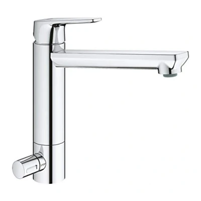 Afbeelding van Grohe BauEdge Keukenkraan, Eenhands Spoelbakkraan, Met Voorvergrendeling, Chroom