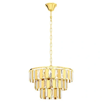 Afbeelding van Eglo Diamond Hanglamp, diameter 38,5 cm, 5 lichtpunten, E14, modern design, verchroomd staal, helder kristal