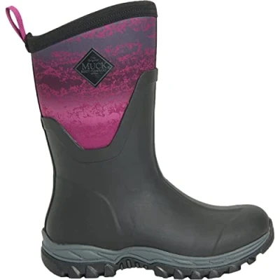 Afbeelding van Muck Boots Dames Arctic Sport Mid Regenlaars, zwart Magenta, 5 UK, Zwarte 38.5 EU