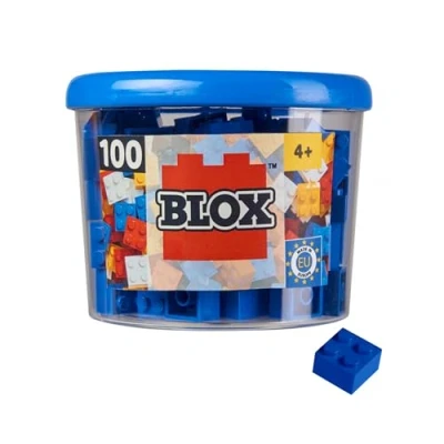 Afbeelding van Simba 104114112 Blox, 100 blauwe bouwstenen voor kinderen vanaf 3 jaar, 4 stenen, inclusief doos, hoge kwaliteit, volledig compatibel met vele andere fabrikanten