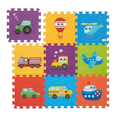 Afbeelding van Relaxdays puzzelmat voertuigen puzzel speelmat kindermat foam speeltegels kruipmat