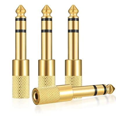 Afbeelding van 4 stuks hoofdtelefoonadapter, 6,5 mm jack naar 3,5 jack, (1/4 inch) (1/8 aux stereo audio adapter voor hoofdtelefoon of luidsprekers