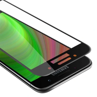 Afbeelding van Cadorabo Screenprotector geschikt voor Samsung Galaxy A3 2017 Volledig scherm pantserfolie Beschermfolie in TRANSPARANT met ZWART Gehard (Tempered) display beschermglas 9H hardheid 3D Touch