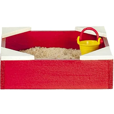 Afbeelding van Melody Jane Poppenhuis rood zand pit zandbak met emmer miniatuur tuin accessoire 1:12
