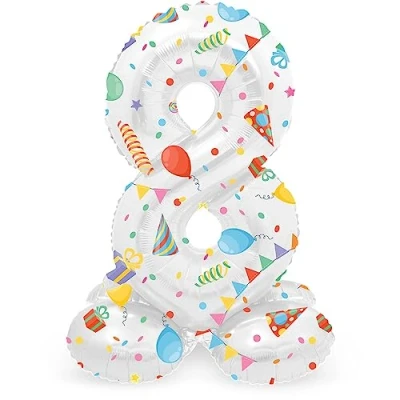 Afbeelding van Folat BV Staande Folieballon Joyful Party Cijfer 8 72cm
