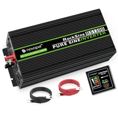 Afbeelding van NOVOPAL Power Inverter Pure Sinusgolf 1500 Watt 12V DC naar 230V/240V AC Converter 2AC EU stopcontacten Auto omvormer met Dual USB poorten 5 meter afstandsbediening