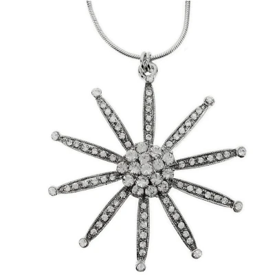 Afbeelding van Behave Ketting zilverkleur met stenen bloem hanger