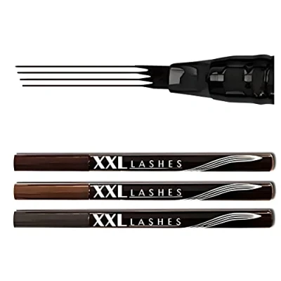 Afbeelding van XXL Lashes wenkbrauw tattoo pen, waterdichte wenkbrauwlijnr, microblading wenkbrauwpotlood met precisie 4 lijn applicator, natuurlijke make up, tip (donkerbruin)