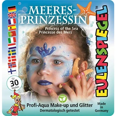 Afbeelding van Eulenspiegel 204535 motiefset zeesprinses 3 kleuren, 1 glitter, kwast, handleiding (mogelijk niet beschikbaar in het Nederlands), voor ca. 30 maskers, carnaval, themafeest