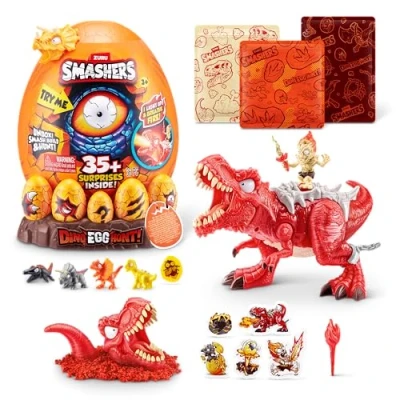 Afbeelding van Smashers Dino Egg Hunt by ZURU, Light Up Fire Breathing Dinosaurus thema, verzamelbaar speelgoed voor jongens en kinderen (T Rex)