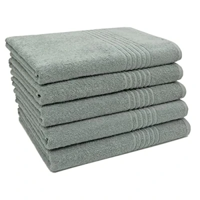 Afbeelding van ZOLLNER Set van 5 douchehanddoeken, 70 x 140 cm, katoen, 380 g/m², grijs