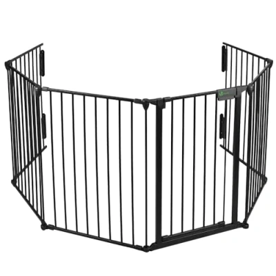 Afbeelding van VOUNOT Opvouwbare veiligheidsbarrière grote versie 3,6 m open haard beschermingsrooster 6 panelen voorgemonteerd