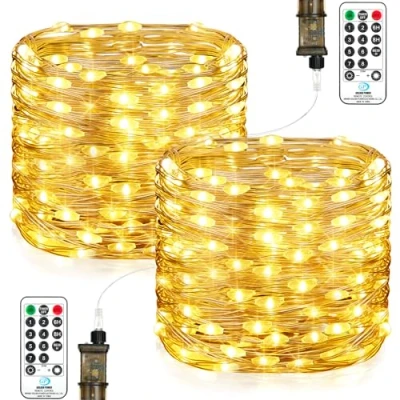 Afbeelding van Vacoulery Lichtsnoer voor binnen met stekker, 23 m, 200 leds, buiten, stroom, waterdicht, timer, 8 programma&#039;s, binnen, kerstboom, bruiloft, Halloween, kamer, feestdecoratie (2