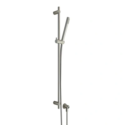Afbeelding van HotBath Archie glijstang 90 cm met wanduitlaat doucheslang 150cm en handdouche RVS