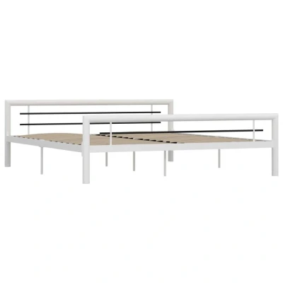 Afbeelding van Bedframe metaal wit en zwart 180x200 cm