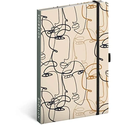 Afbeelding van NOTIQUE Notitieboek, gelinieerd met elastiek, 13 x 21 cm, ca. A5, hardcover notebook, notitieblok, dagboek, dagboek voor volwassenen, dames (gezicht)