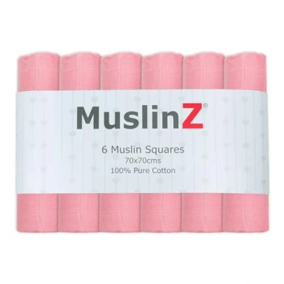 Afbeelding van MuslinZ 6pk Baby Mousseline Vierkanten spuugdoek Pasgeboren Essentieel multifunctioneel Zacht en absorberend 100% Katoen 70x70cm (Bright Pink Mix)