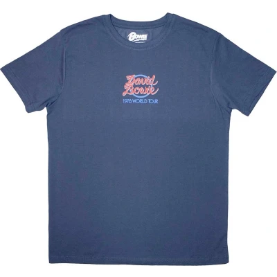 Afbeelding van David Bowie Mini 1978 World Tour Logo Heren T shirt 2XL Blauw