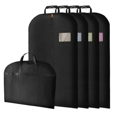 Afbeelding van Vicloon Stofdichte kledingbescherming, 4 stuks, stofdicht, transparant, wasbaar en herbruikbaar, met ritssluiting, voor overhemden, kostuums, mantels