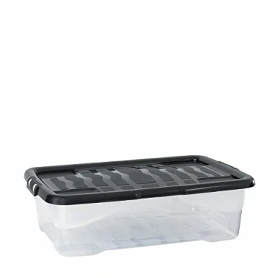 Afbeelding van Strata Curve, opbergdoos met zwarte deksel, 30 liter, 60 x 40 17 cm, transparant
