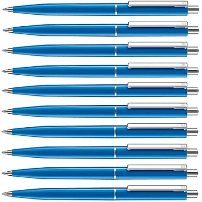 Afbeelding van allpremio 50 stuks blauwe intrekbare balpennen kwaliteit dikte M onuitwisbaar volgens ISO 12757 2 met metalen clip navulbaar