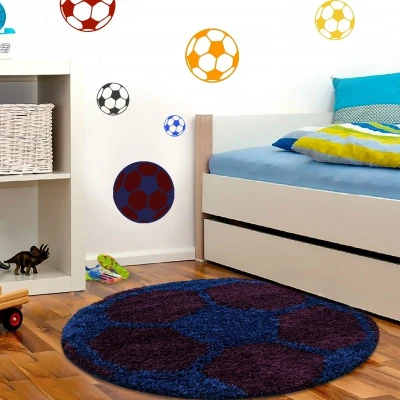 Afbeelding van Rond Hoogpolig vloerkleed Fun Blauw Ø 100cm Adana Carpets